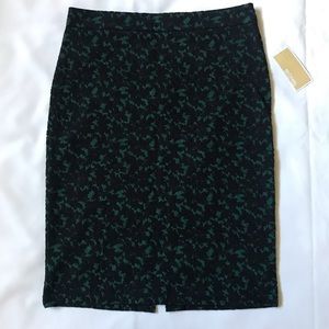 Michael Kors Emerald-Green & Black Pencil Skirt M